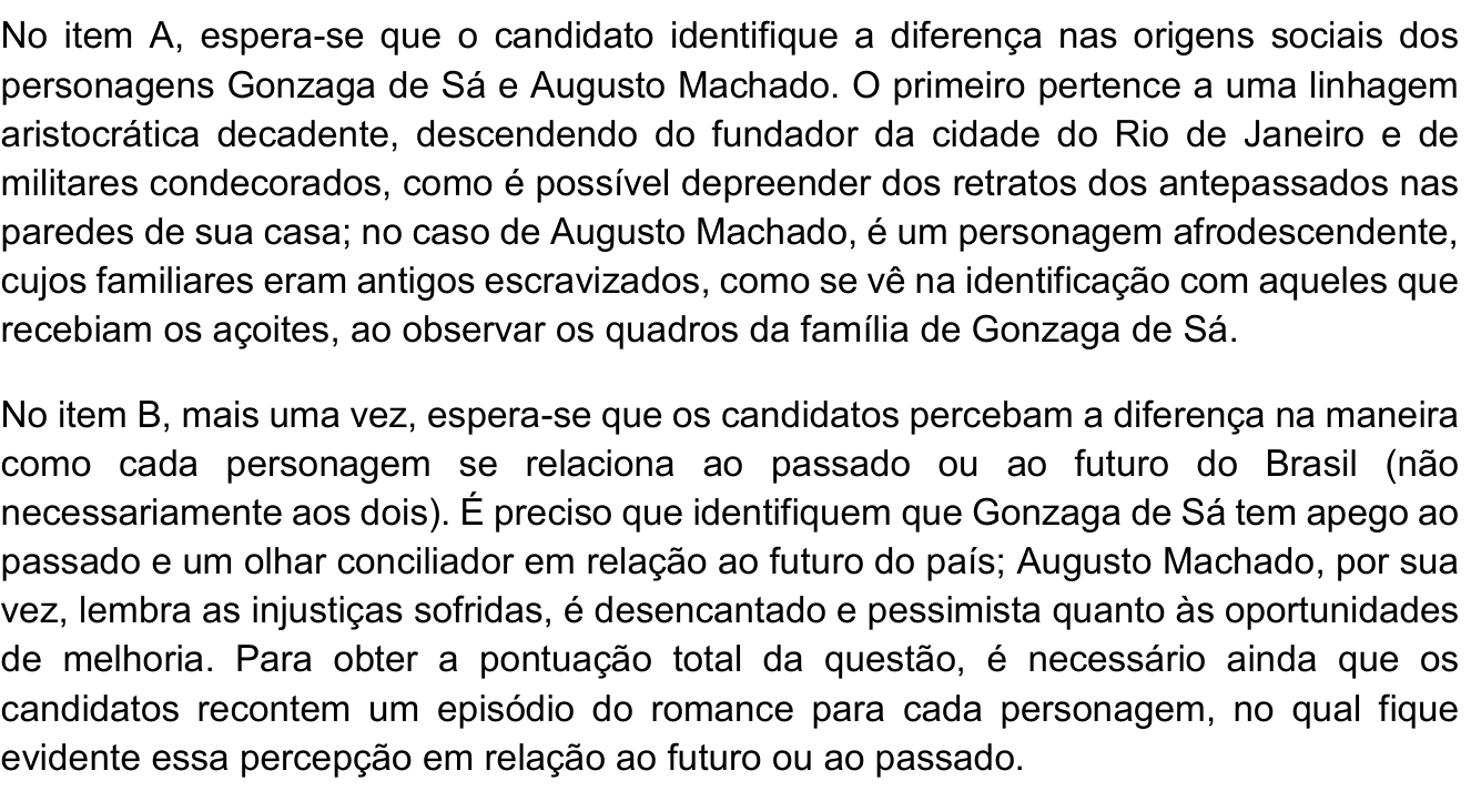 Resposta esperada no documento da Comvest