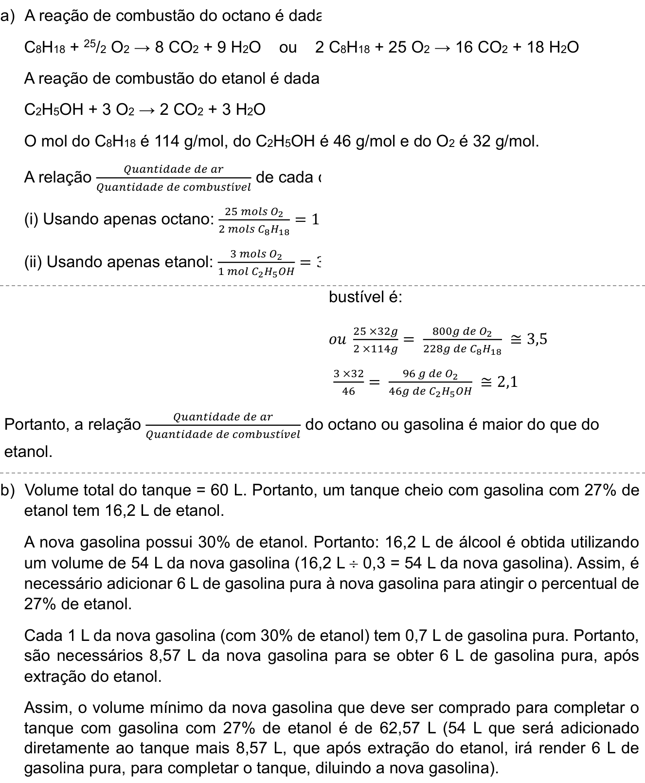 Resposta esperada no documento da Comvest