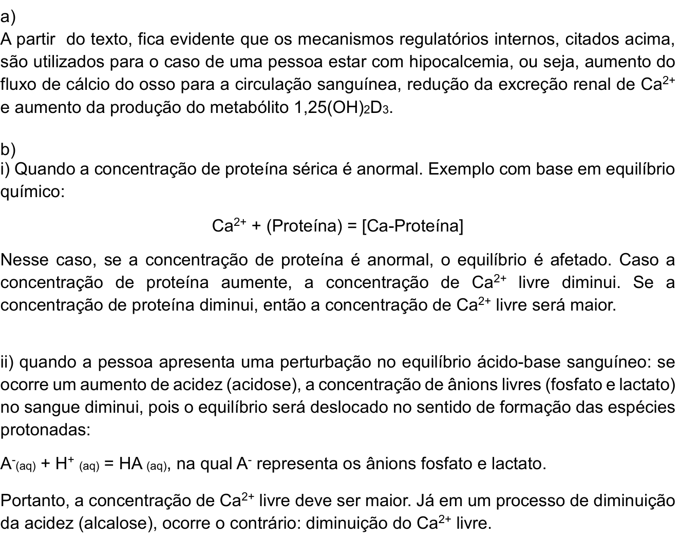 Resposta esperada no documento da Comvest