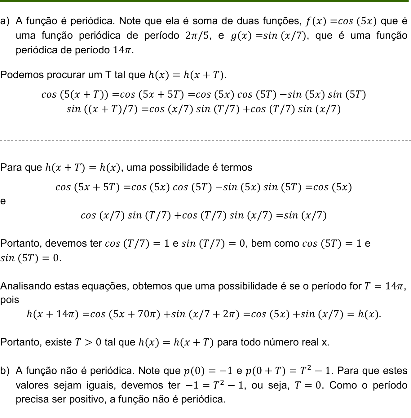 Resposta esperada no documento da Comvest