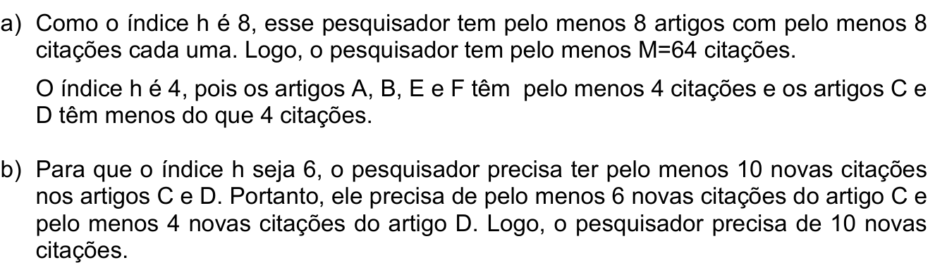 Resposta esperada no documento da Comvest