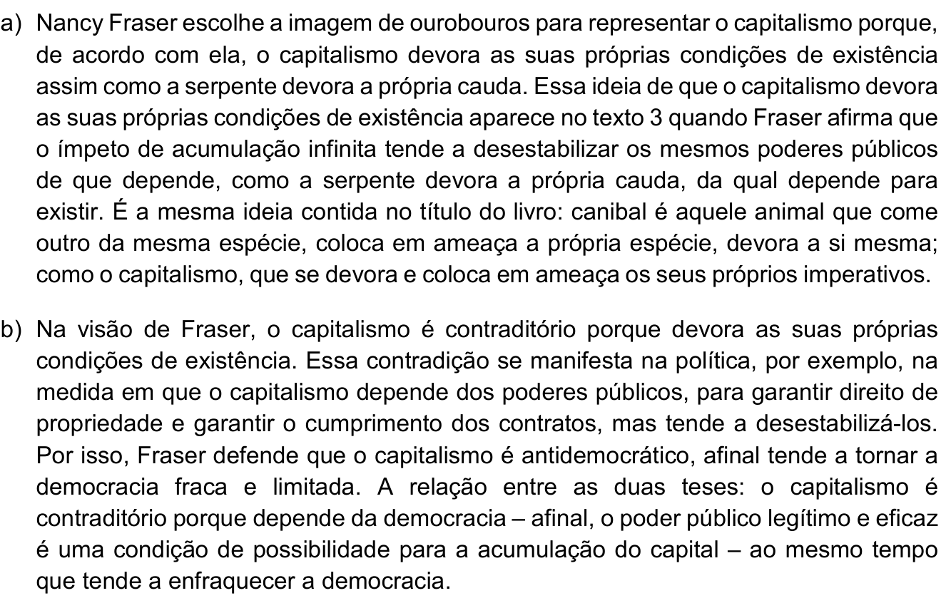 Resposta esperada no documento da Comvest