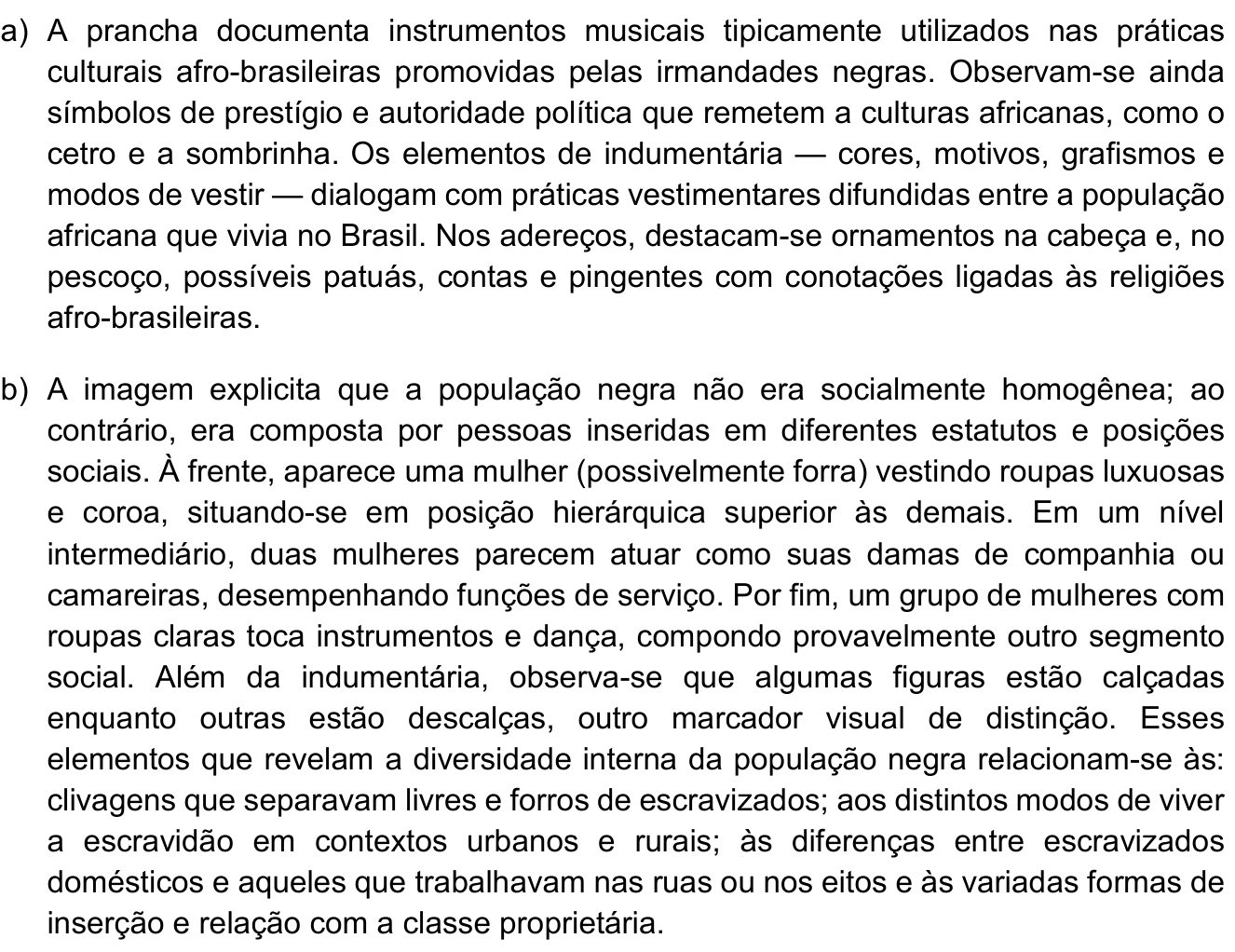 Resposta esperada no documento da Comvest