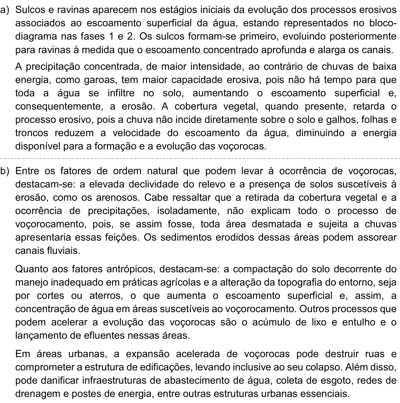 Resposta esperada no documento da Comvest
