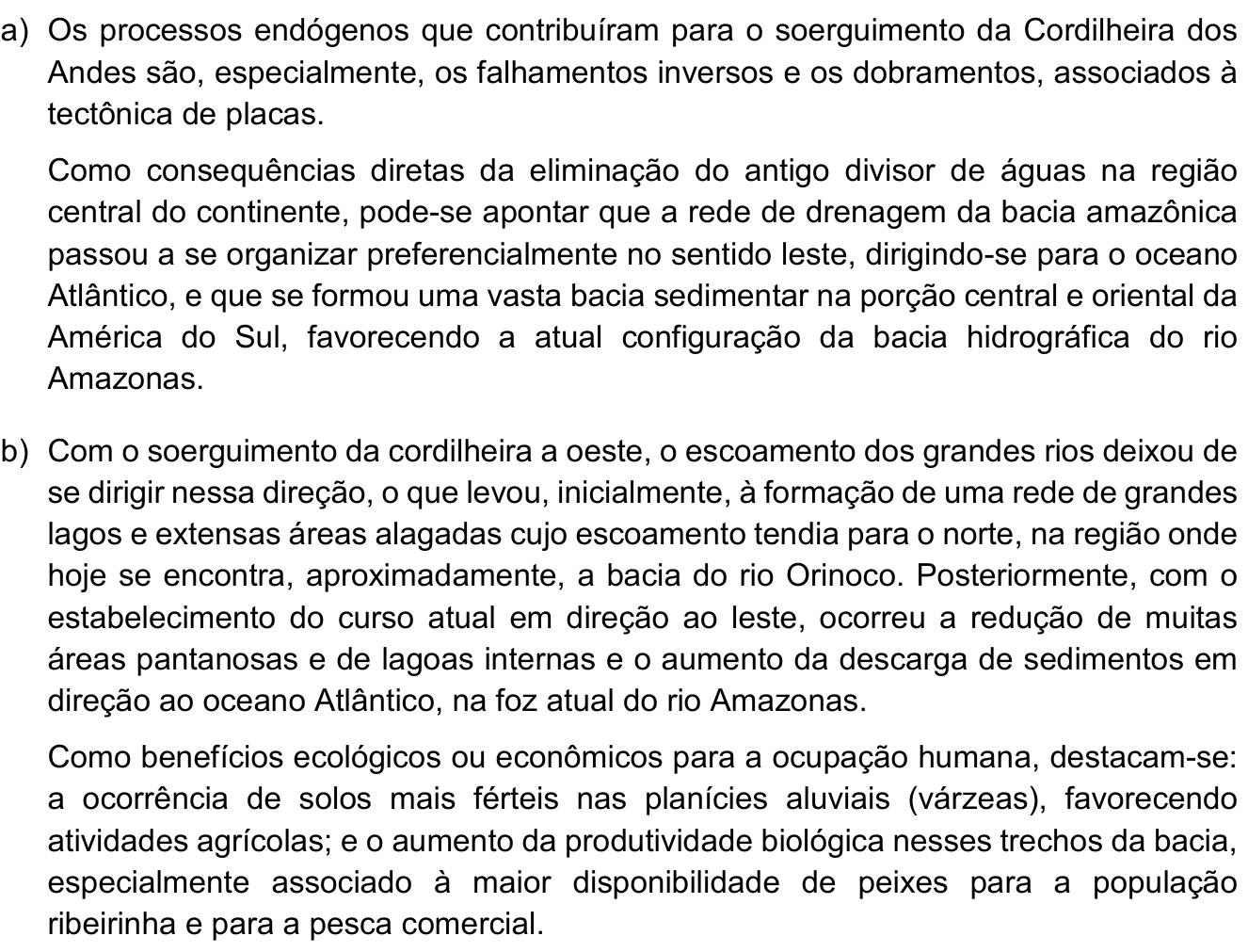 Resposta esperada no documento da Comvest
