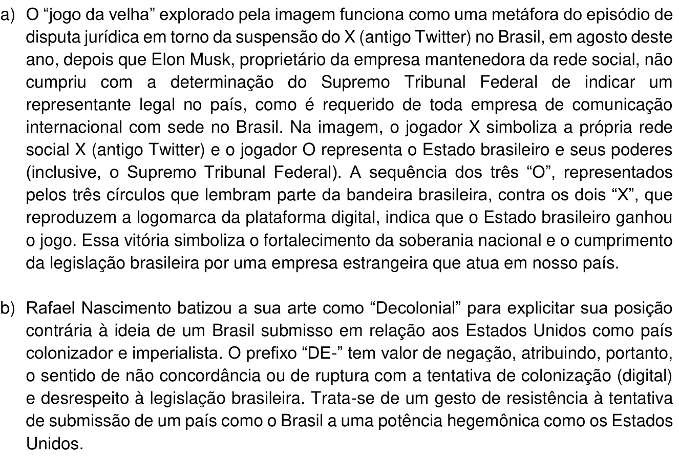 Resposta esperada no documento da Comvest
