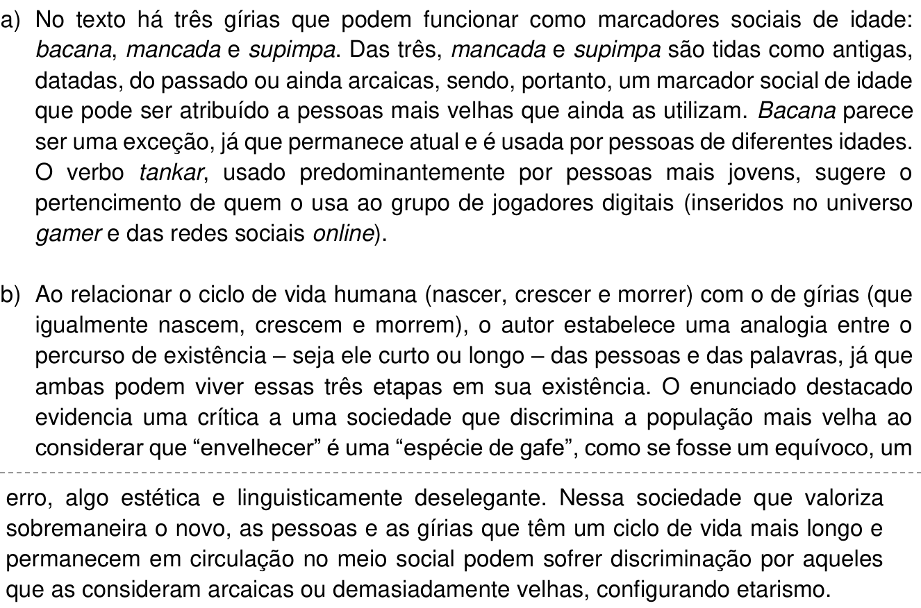 Resposta esperada no documento da Comvest