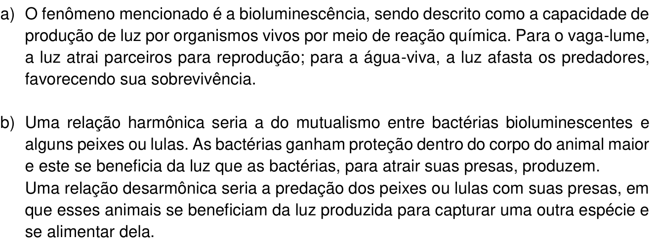 Resposta esperada no documento da Comvest