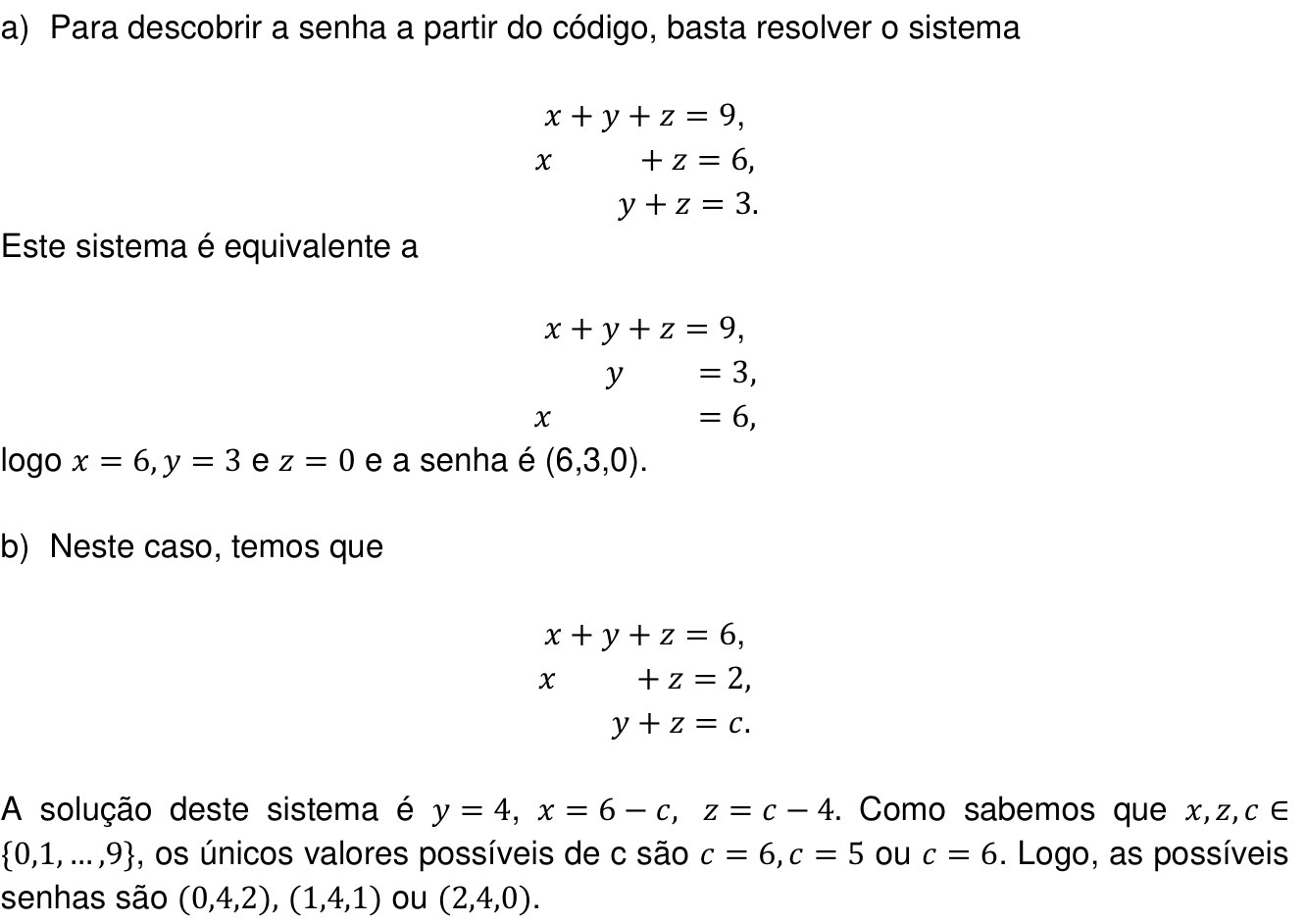 Resposta esperada no documento da Comvest
