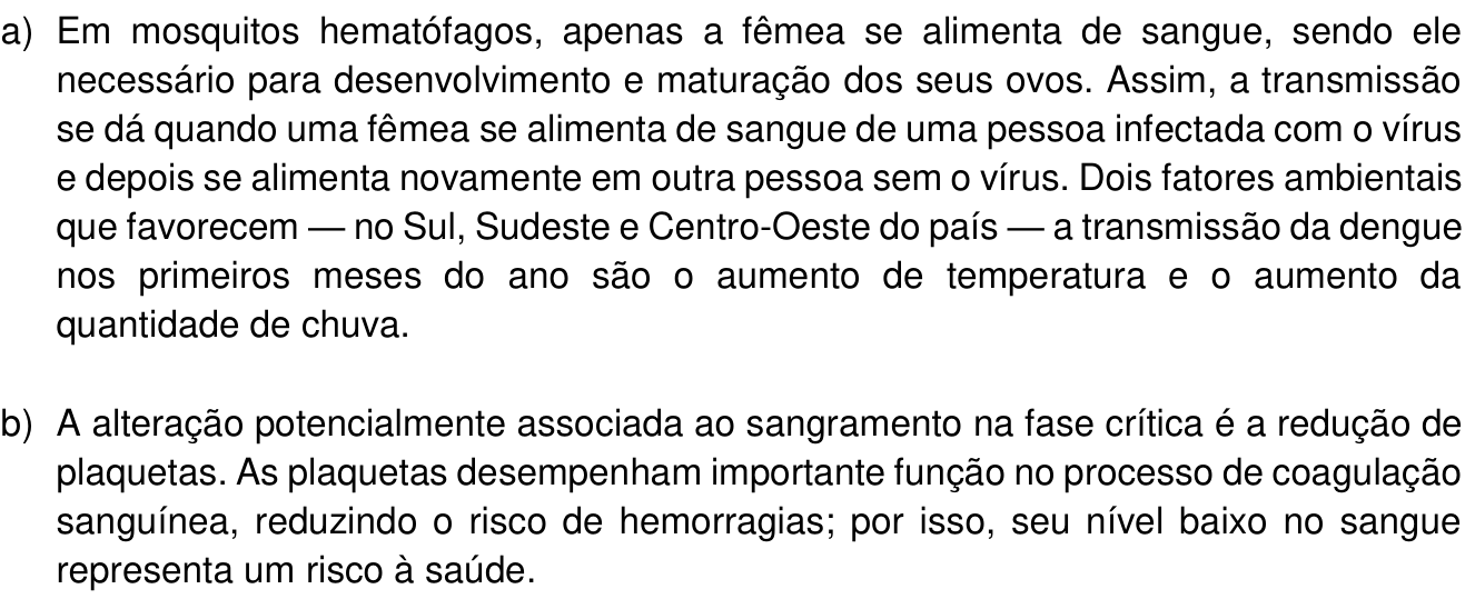 Resposta esperada no documento da Comvest
