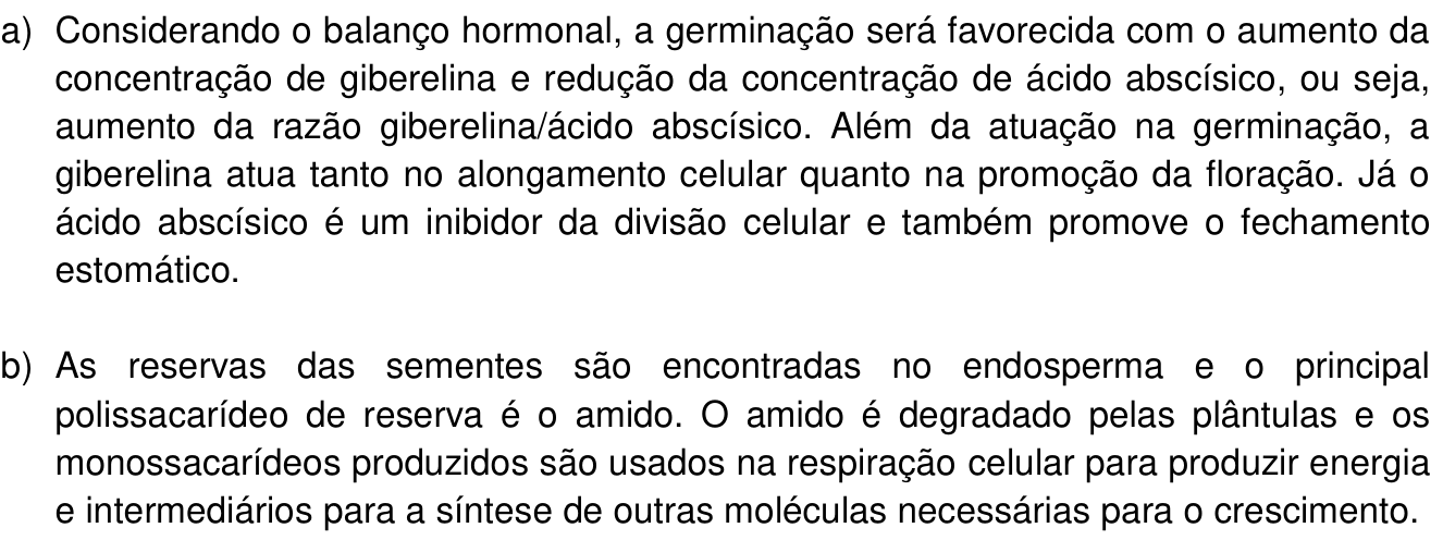 Resposta esperada no documento da Comvest