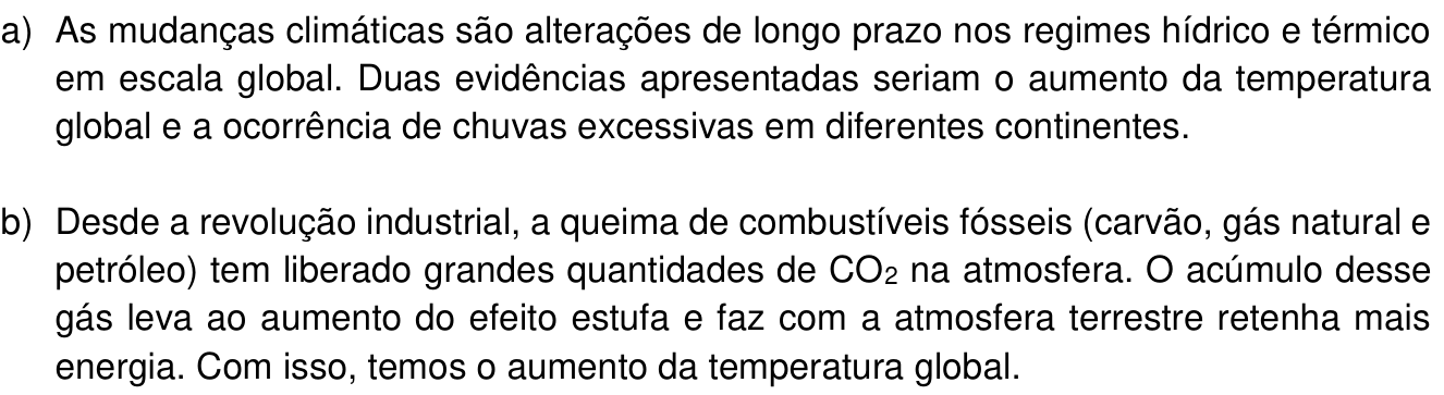 Resposta esperada no documento da Comvest