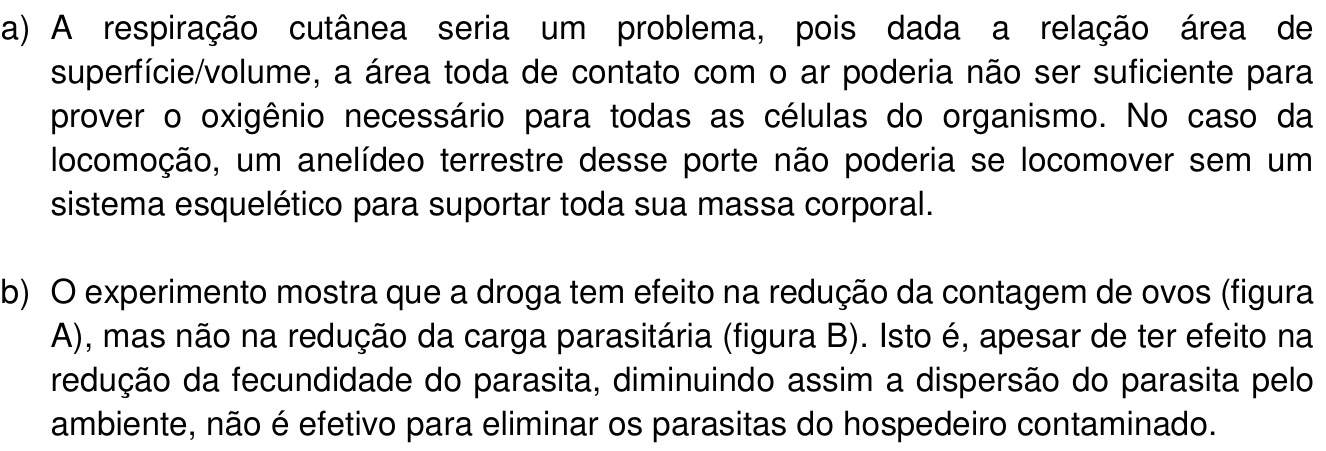 Resposta esperada no documento da Comvest