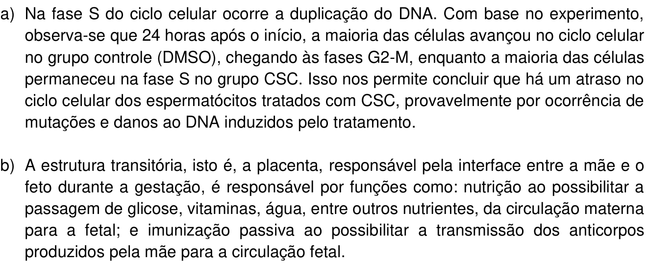 Resposta esperada no documento da Comvest
