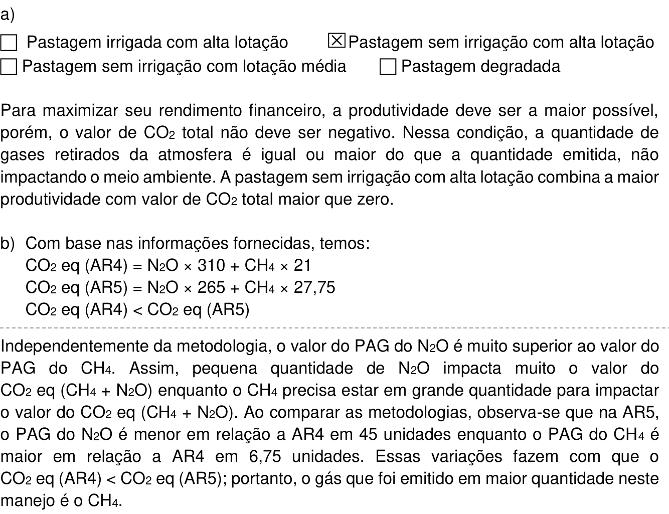 Resposta esperada no documento da Comvest