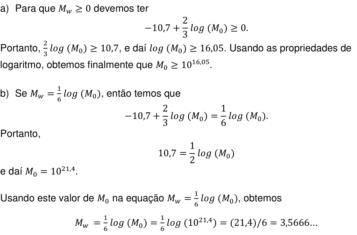 Resposta esperada no documento da Comvest