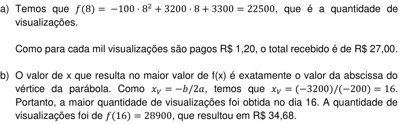 Resposta esperada no documento da Comvest