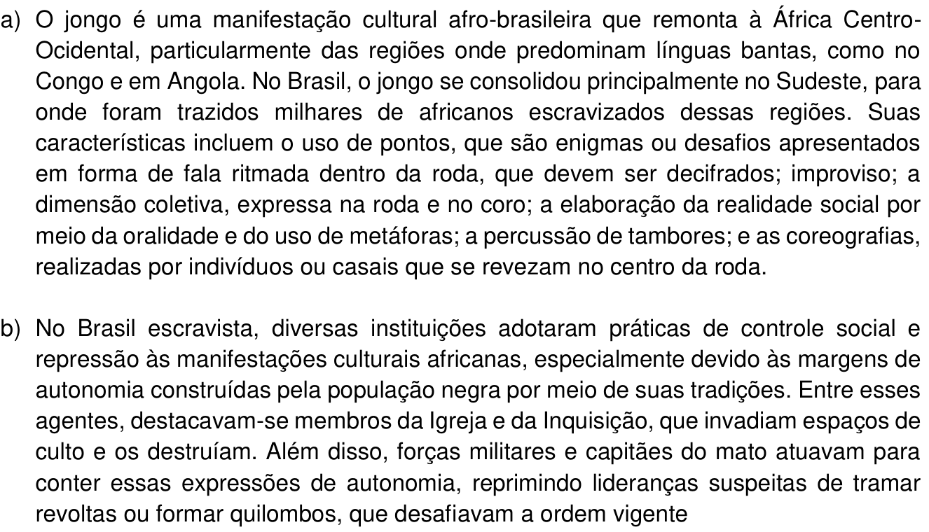 Resposta esperada no documento da Comvest