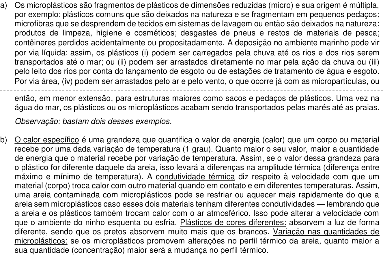 Resposta esperada no documento da Comvest