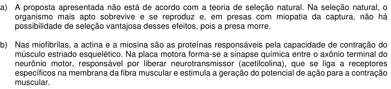 Resposta esperada no documento da Comvest