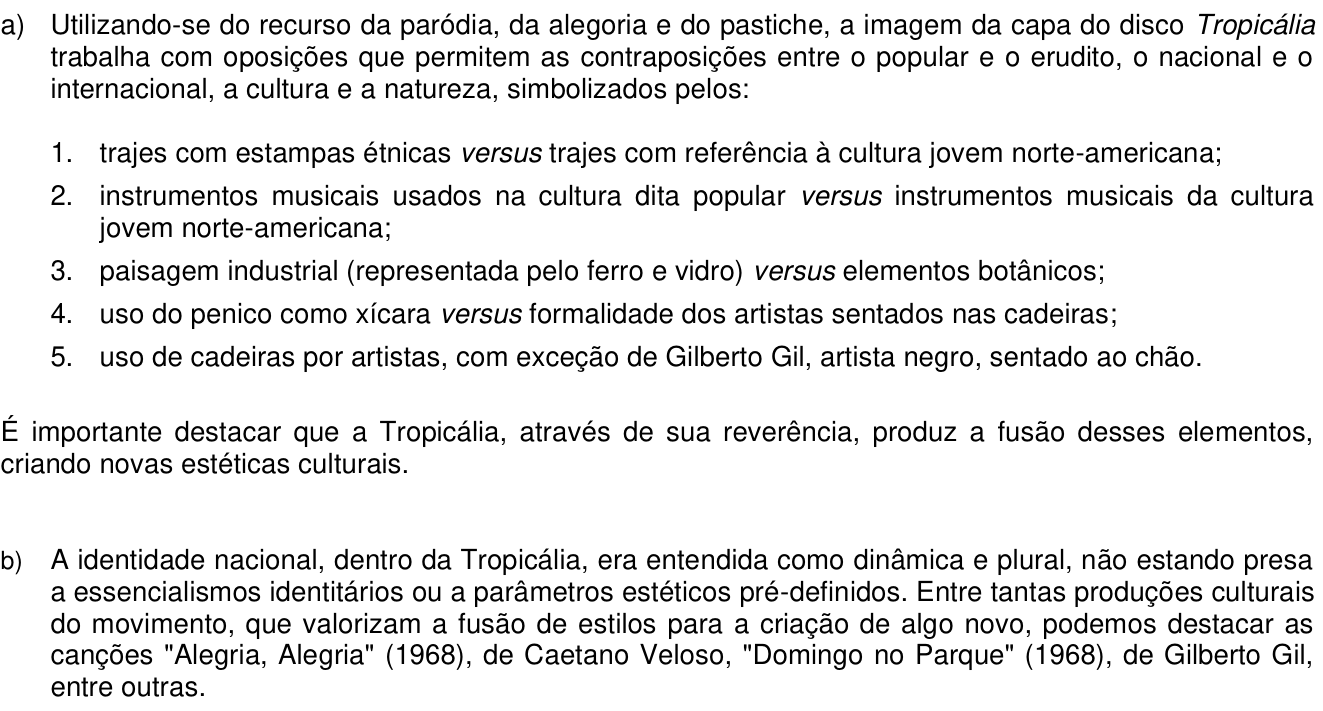 Resposta esperada no documento da Comvest