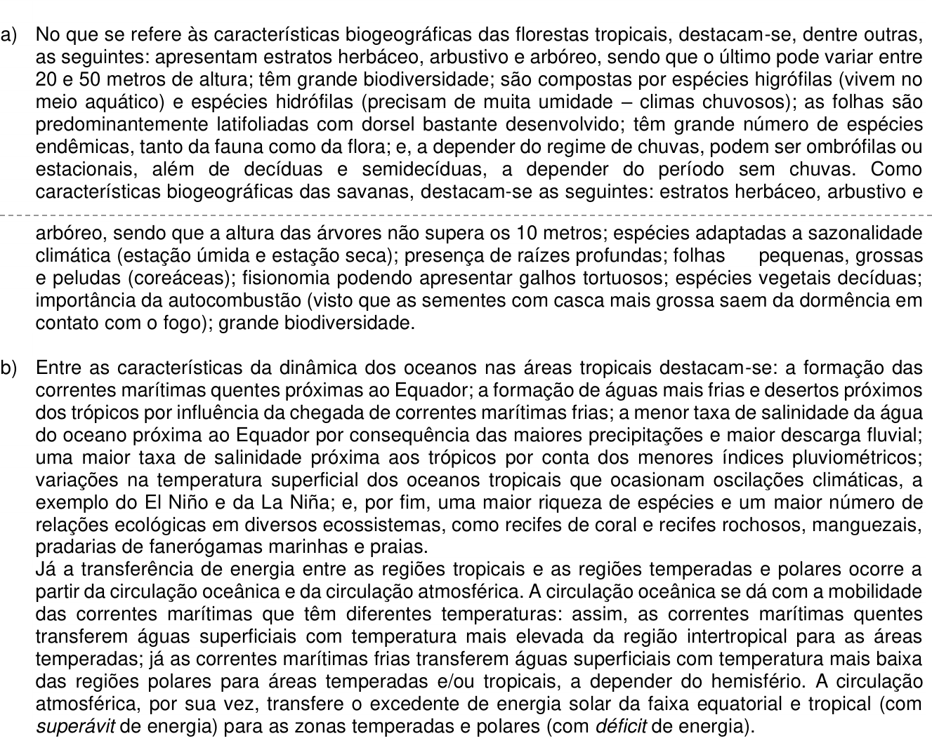 Resposta esperada no documento da Comvest