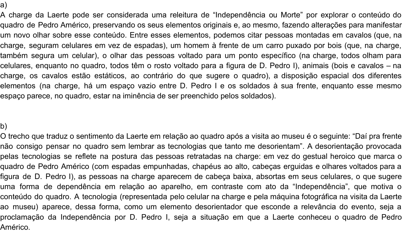 Resposta esperada no documento da Comvest