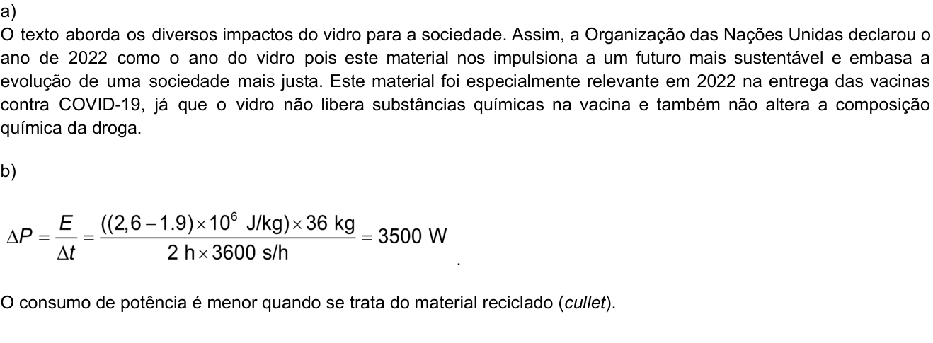 Resposta esperada no documento da Comvest