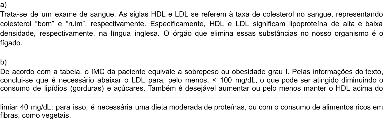Resposta esperada no documento da Comvest