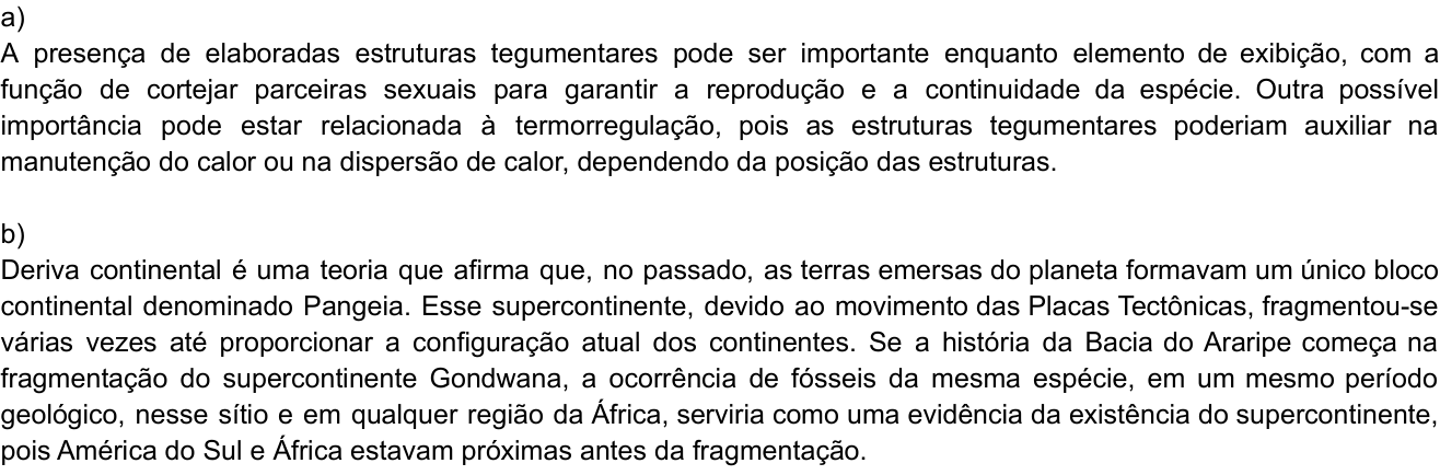 Resposta esperada no documento da Comvest