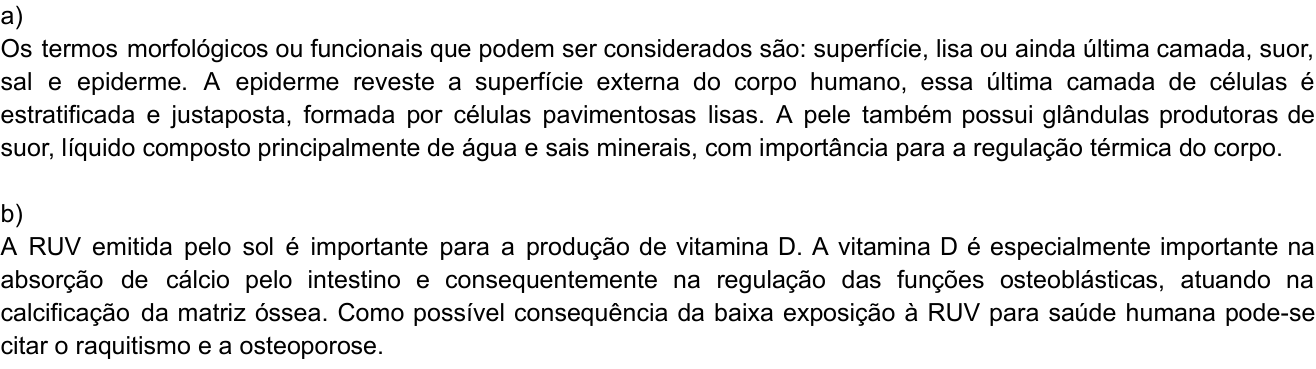Resposta esperada no documento da Comvest