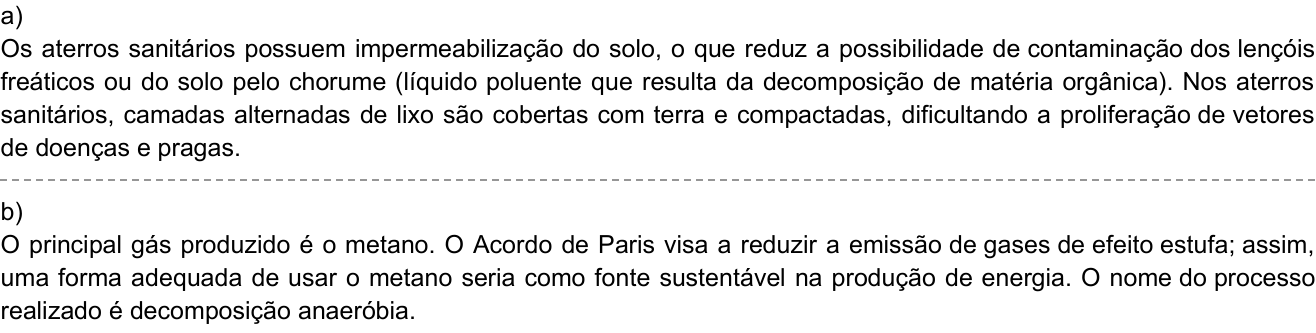 Resposta esperada no documento da Comvest