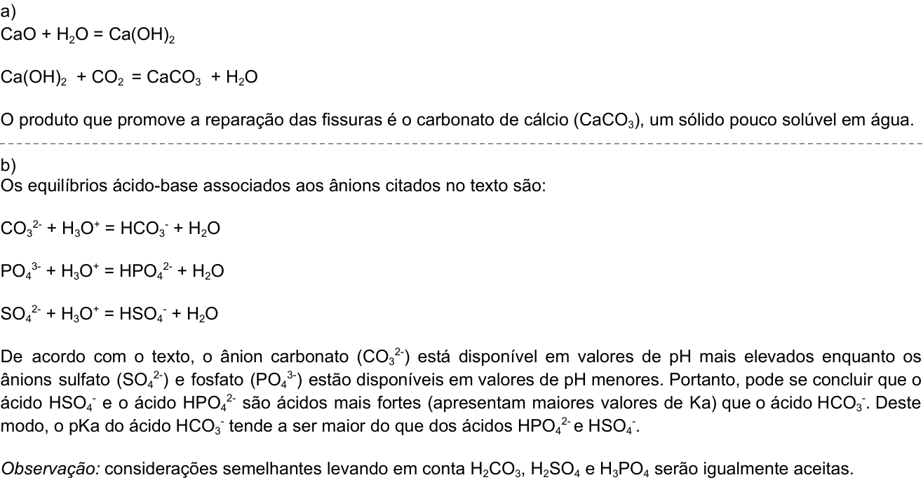 Resposta esperada no documento da Comvest