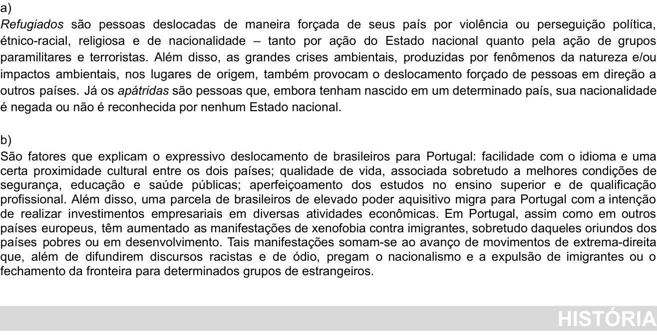 Resposta esperada no documento da Comvest