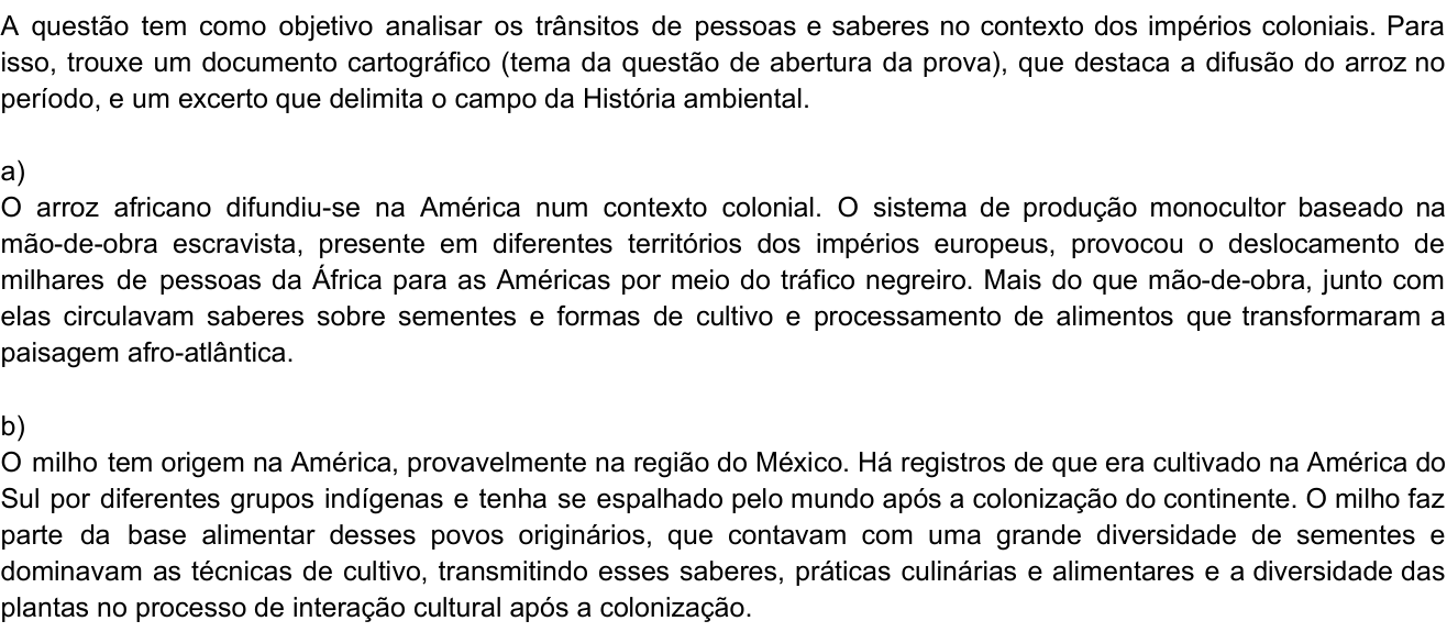 Resposta esperada no documento da Comvest