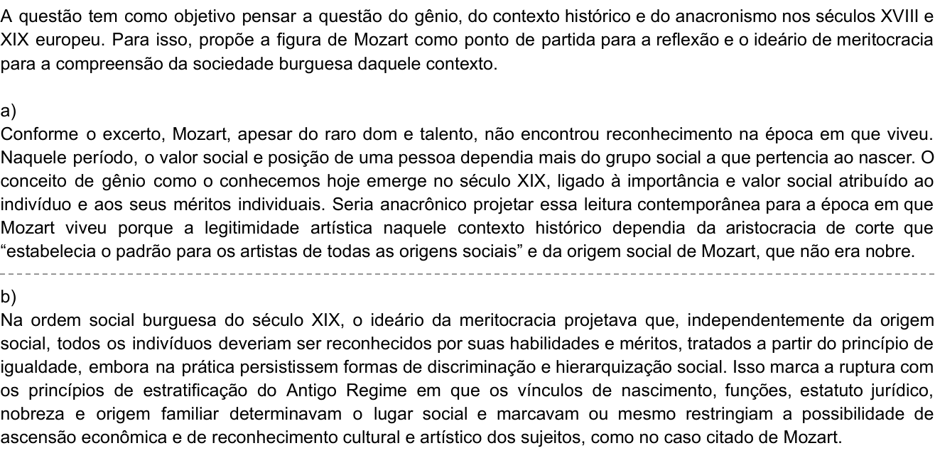 Resposta esperada no documento da Comvest