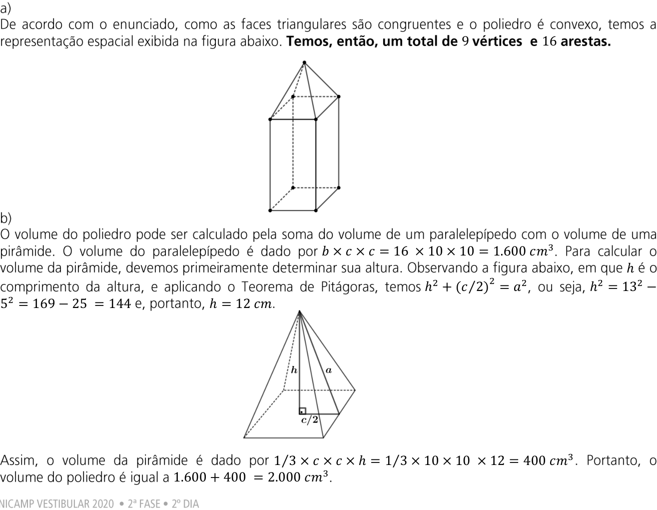 Resposta esperada no documento da Comvest