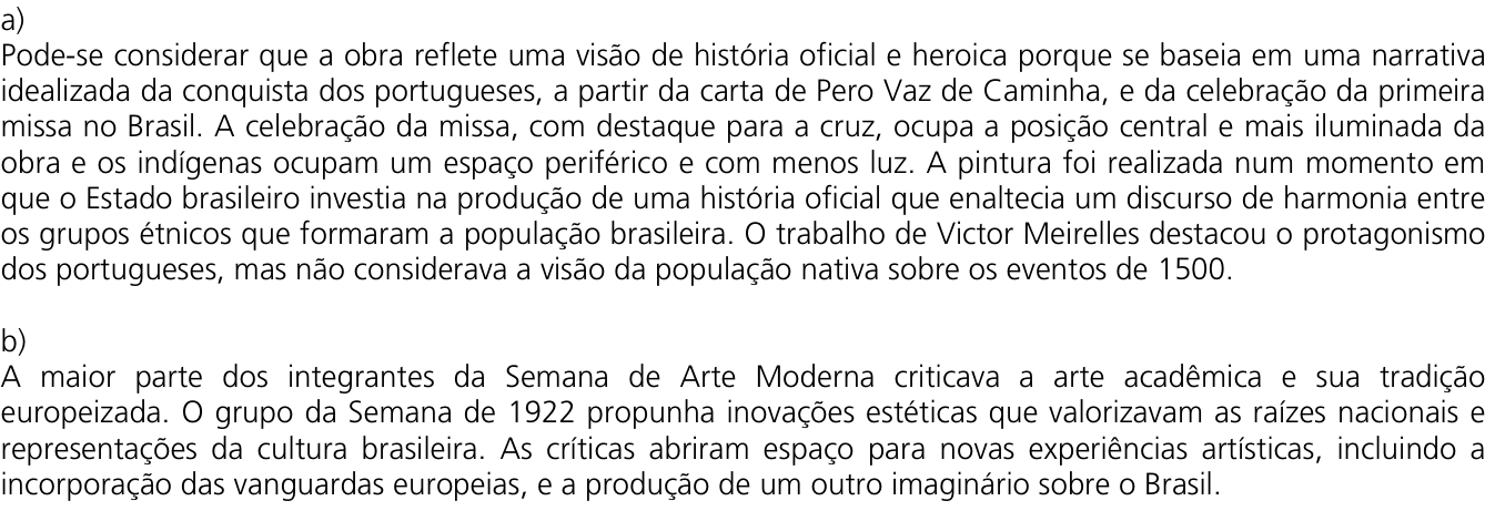 Resposta esperada no documento da Comvest