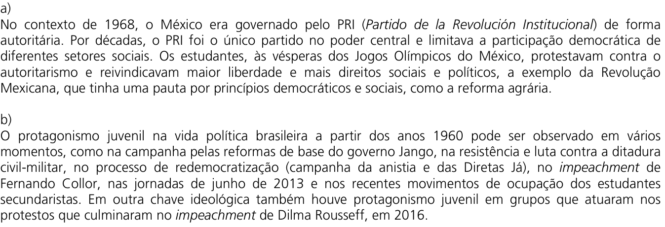Resposta esperada no documento da Comvest
