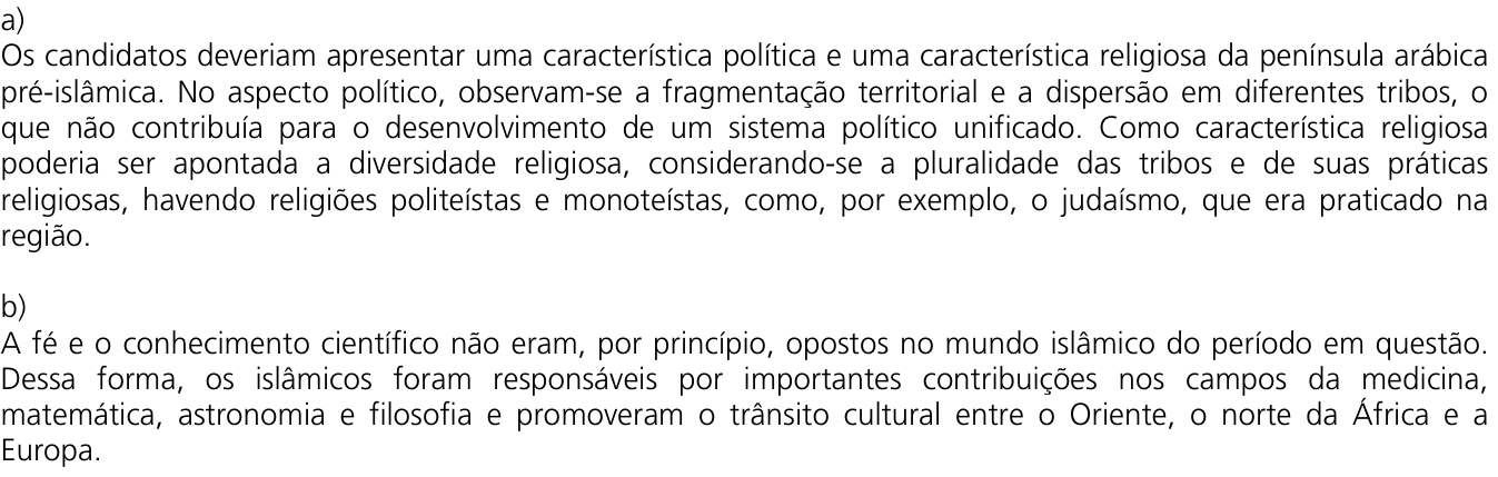 Resposta esperada no documento da Comvest