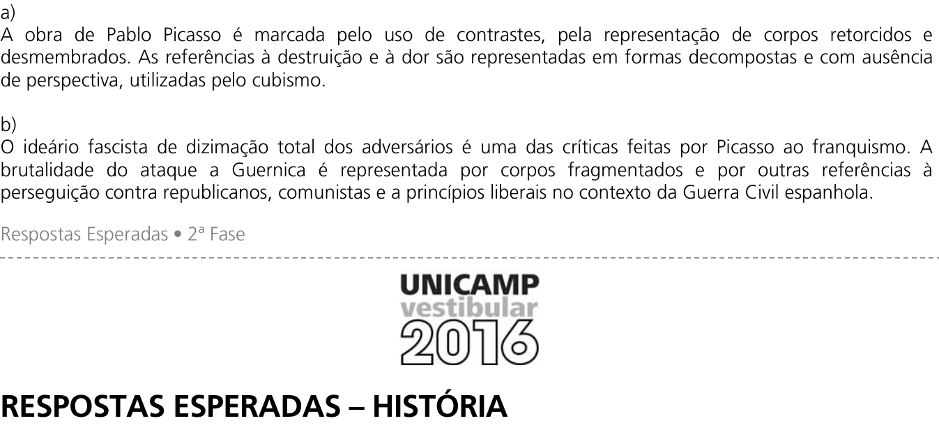 Resposta esperada no documento da Comvest