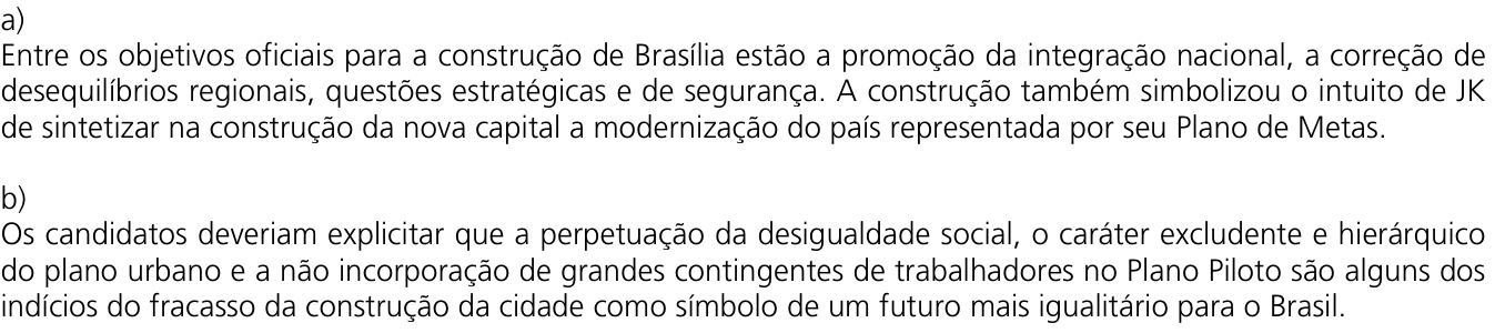 Resposta esperada no documento da Comvest