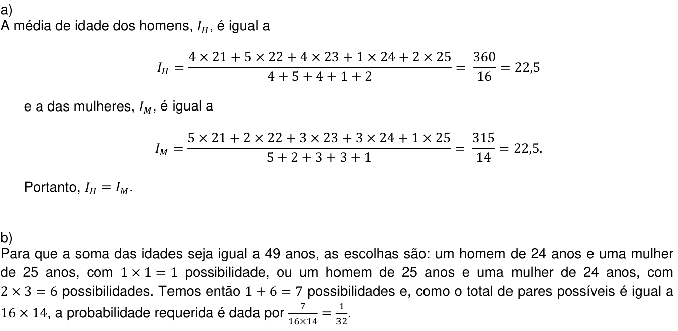 Resposta esperada no documento da Comvest