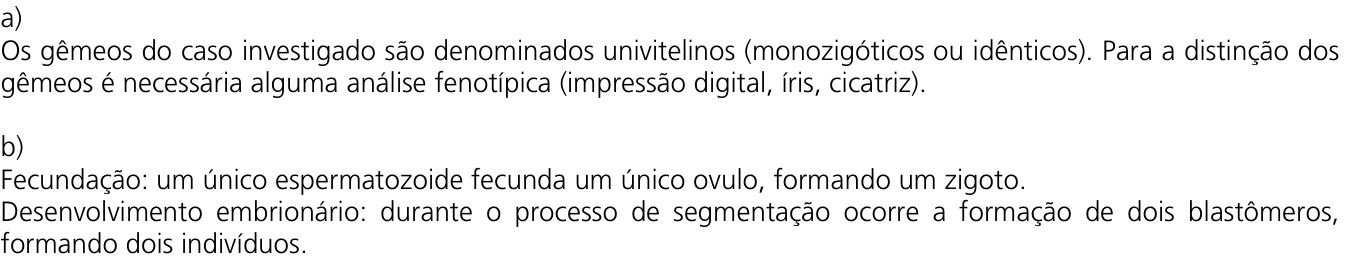 Resposta esperada no documento da Comvest