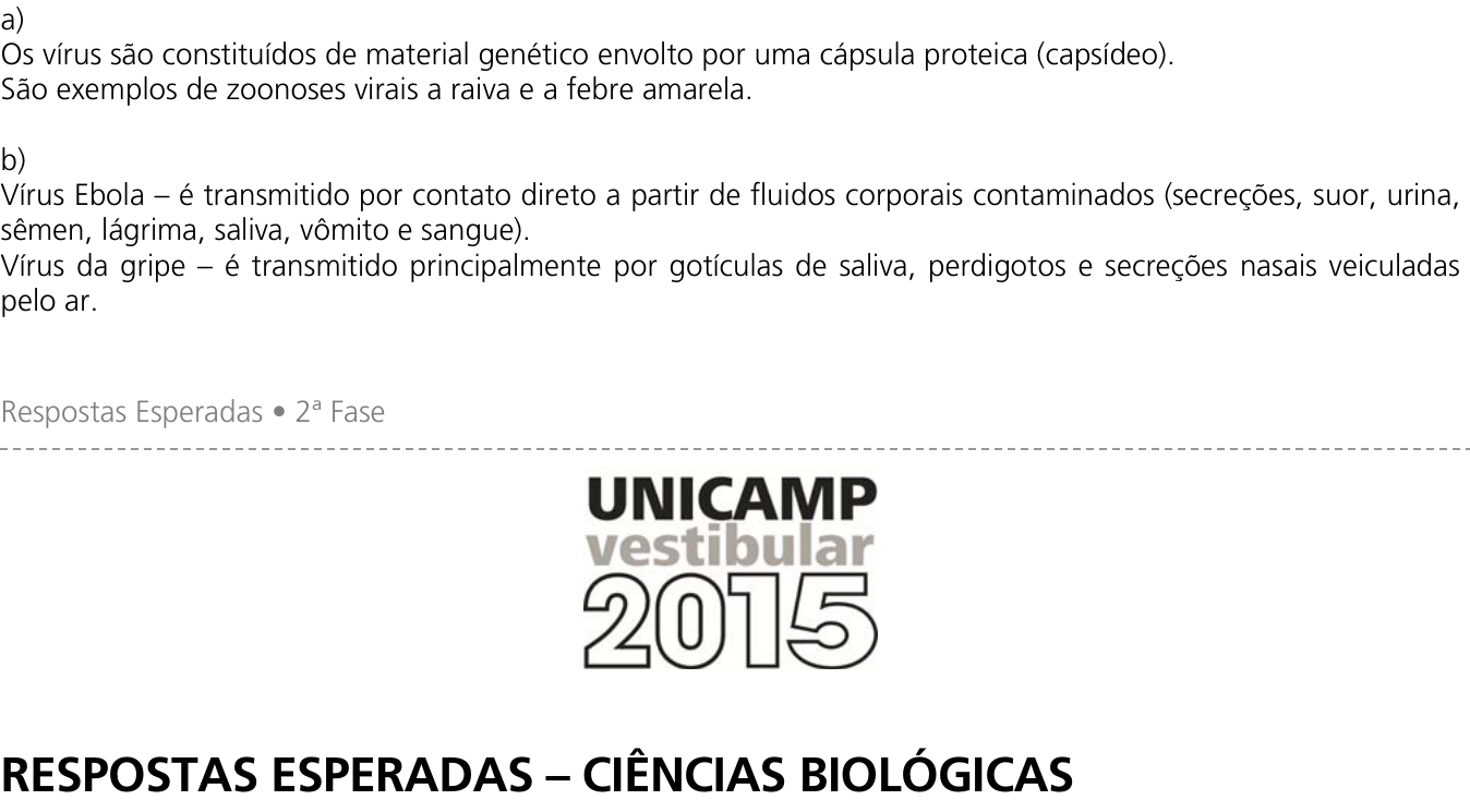 Resposta esperada no documento da Comvest