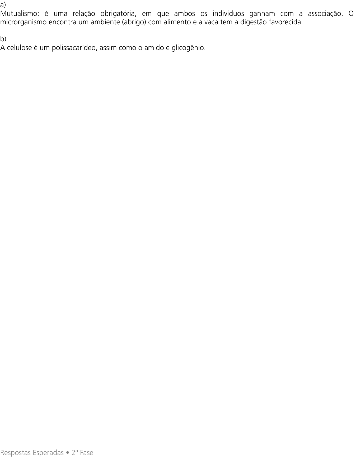 Resposta esperada no documento da Comvest