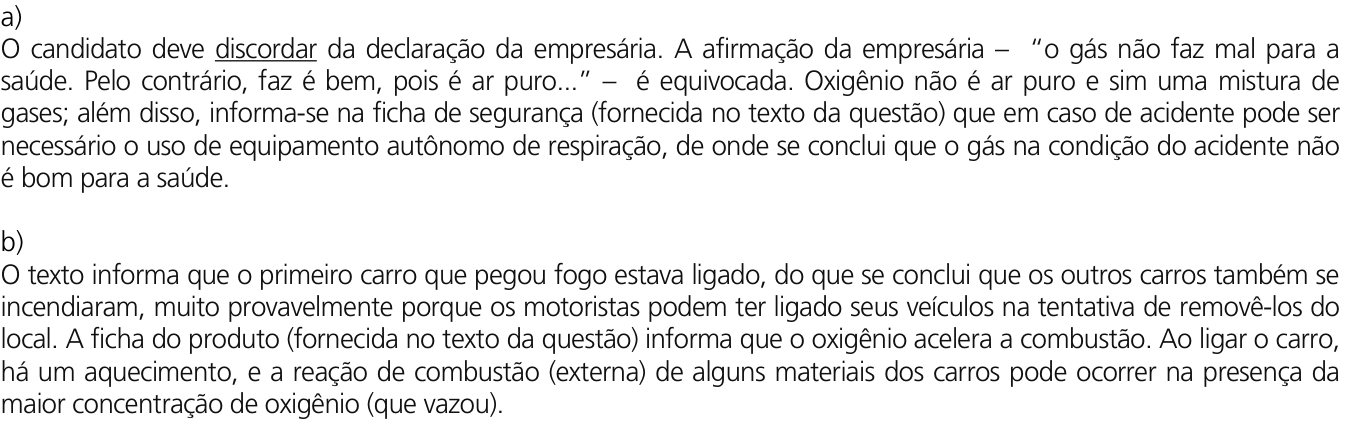 Resposta esperada no documento da Comvest