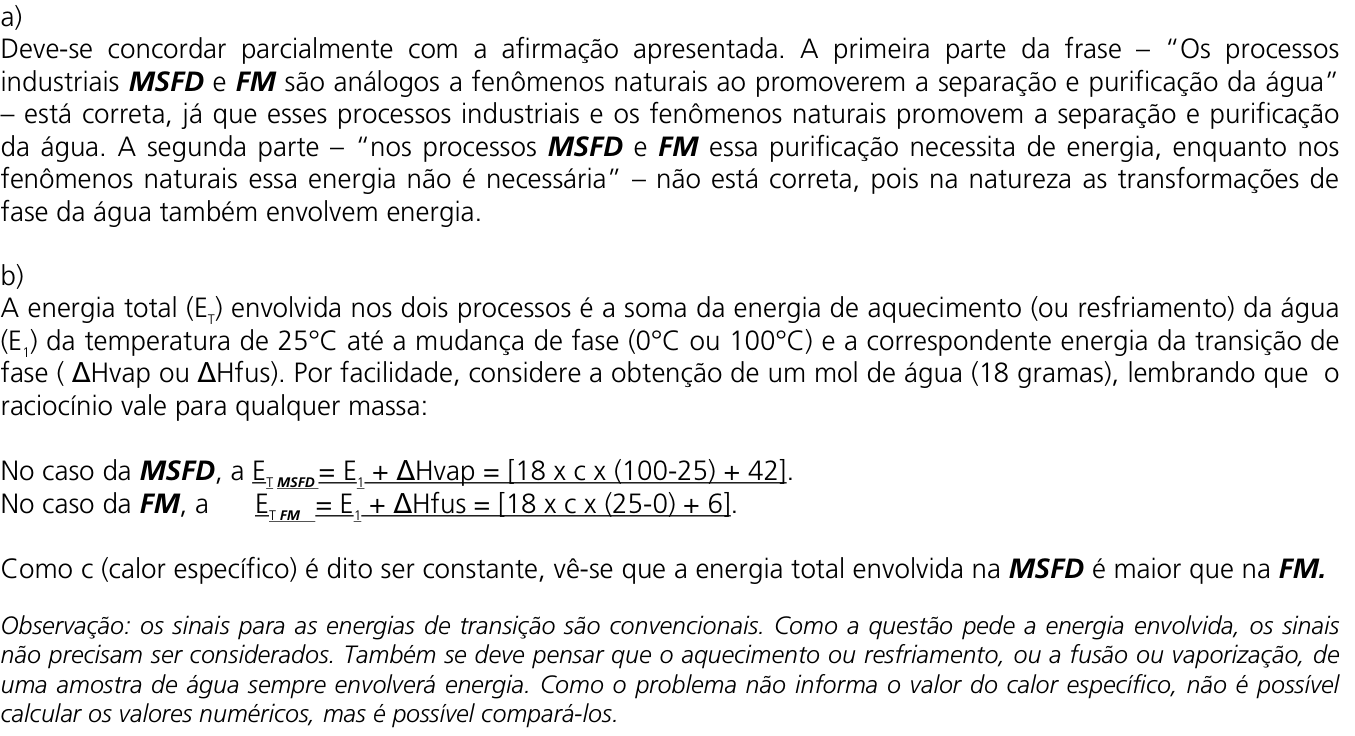Resposta esperada no documento da Comvest