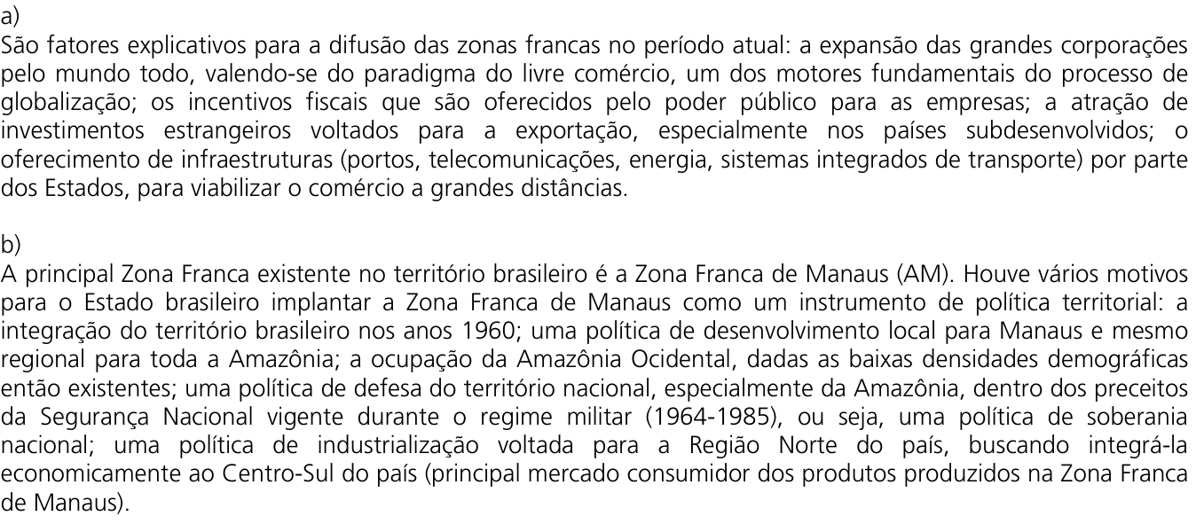 Resposta esperada no documento da Comvest