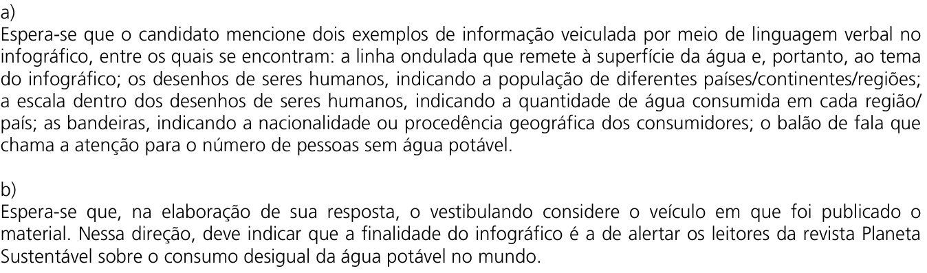 Resposta esperada no documento da Comvest